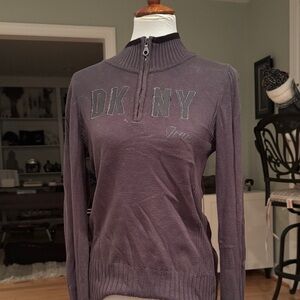DKNY Dark Purple Half-Zip Sweater